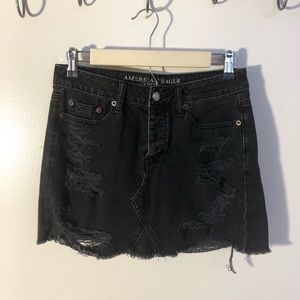 Black cutoff jean skirt
